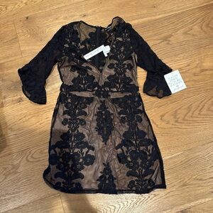 For Love & Lemons Black Lace Overlay Mini Dress